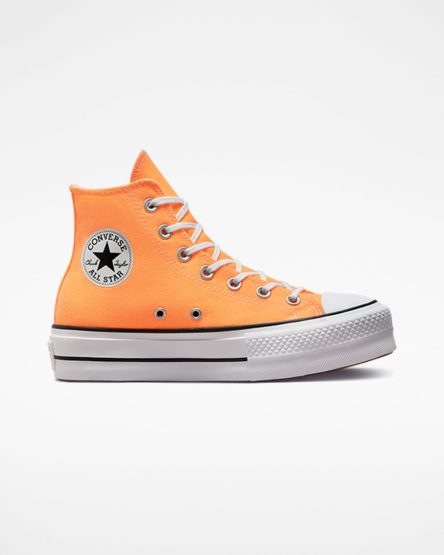 Dámské Boty Na Platformy Converse Chuck Taylor All Star Lift Platene Vysoké Oranžové Černé Bílé | CZ NWO3131